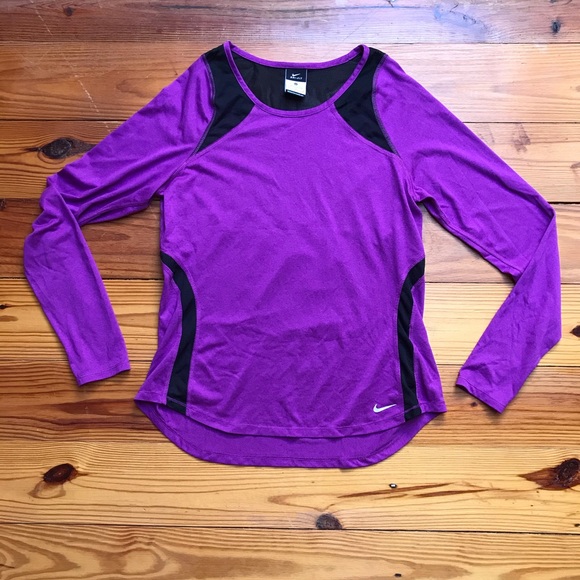 Nike Long Sleeve Fuchsia Black Work Out Top, EUC, M - Picture 3 of 15